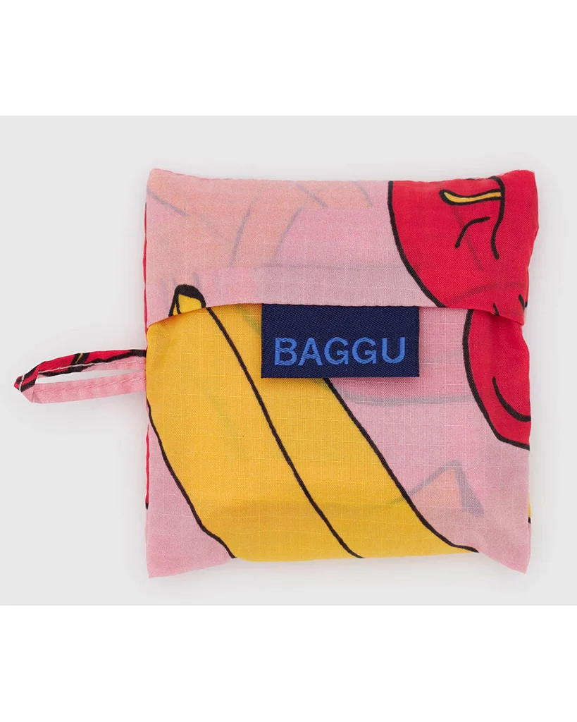 Baggu Small Reusable Bag - Light Pink Apples & Bananas - Image 2