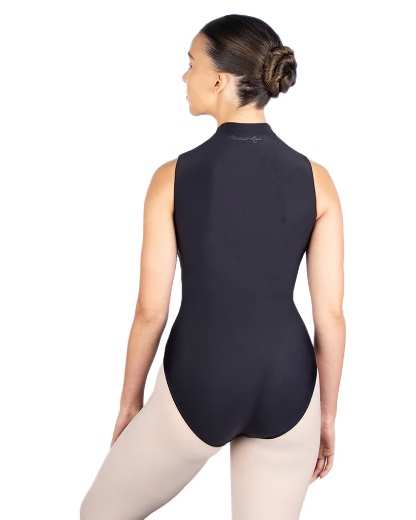 Ballet Rosa Chablis High Neck Zip Front Floral Velour Print Sleeveless Leotard - Womens - Image 2