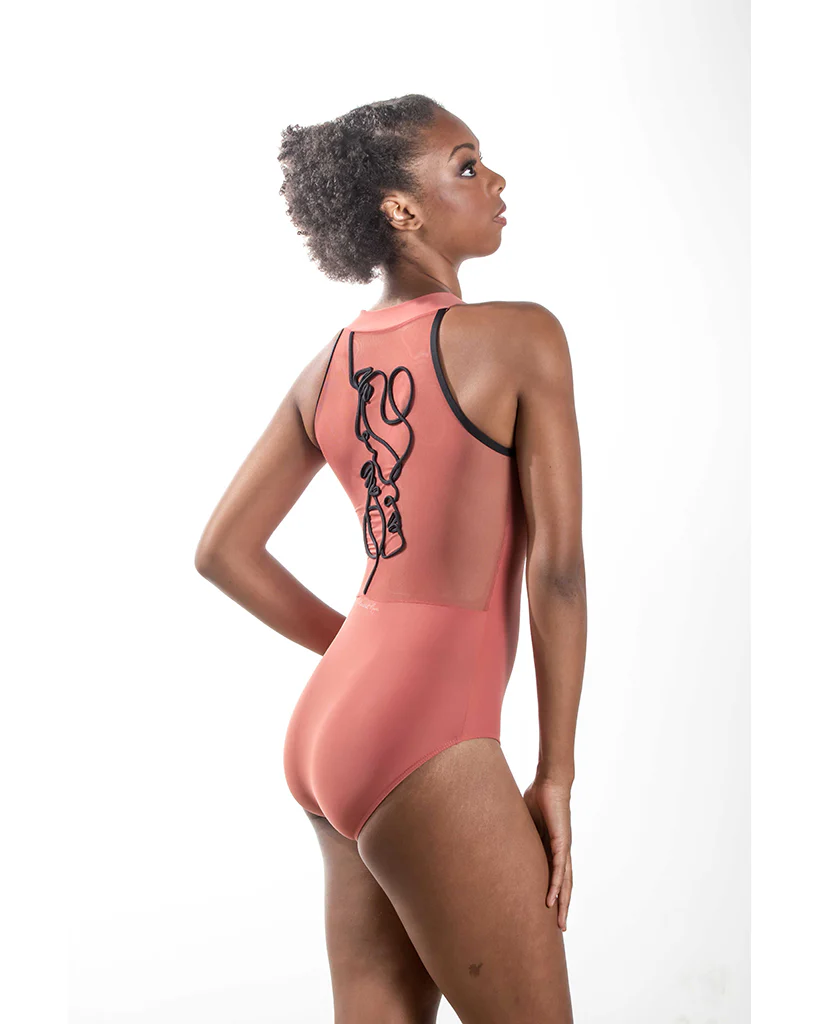 Ballet Rosa Duval Mock Neck Zip Front Open Back Embroidered Mesh Back Sleeveless Leotard - Womens - Image 4