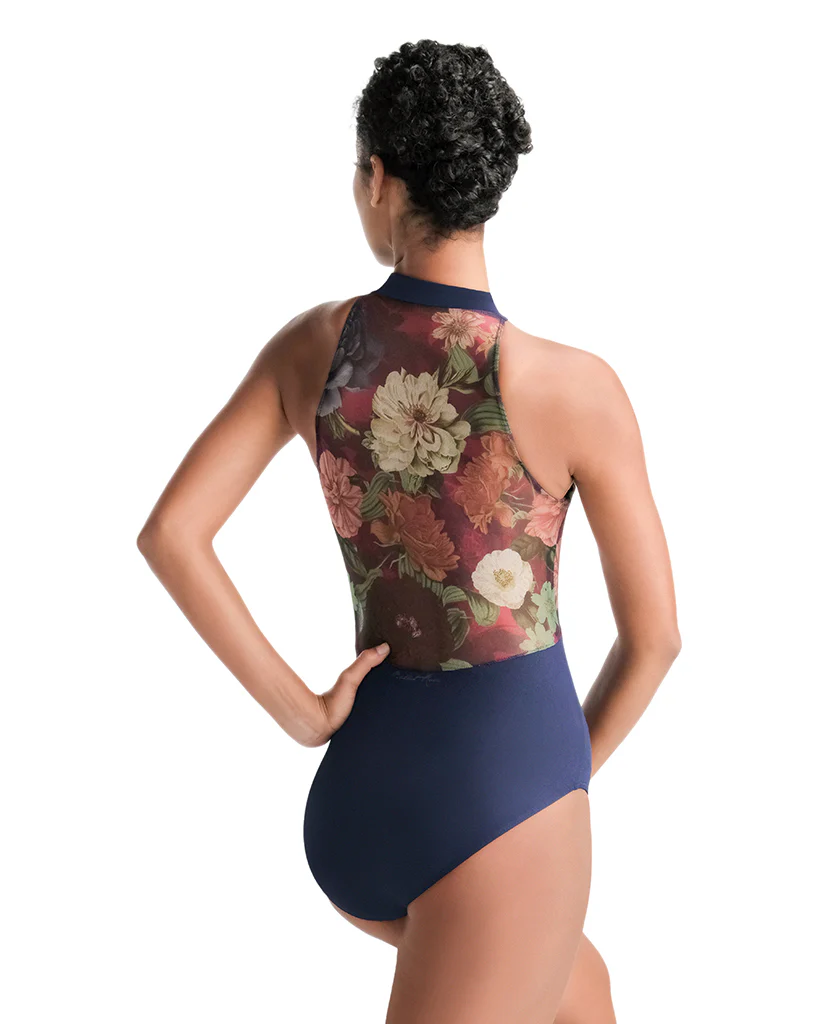 Ballet Rosa Hazel Keyhole Front High Neck Mesh Back Sleeveless Leotard - Womens - Jardin Print - Image 4