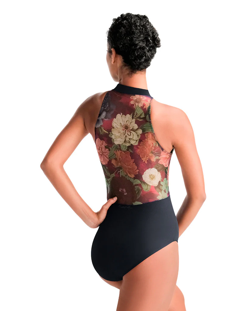 Ballet Rosa Hazel Keyhole Front High Neck Mesh Back Sleeveless Leotard - Womens - Jardin Print - Image 6