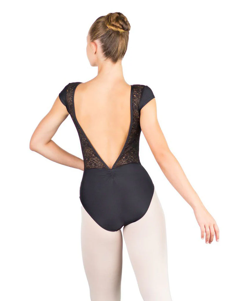 Ballet Rosa Maeva Boatneck Lace V-Back Cap Sleeve Leotard - Womens - Image 4