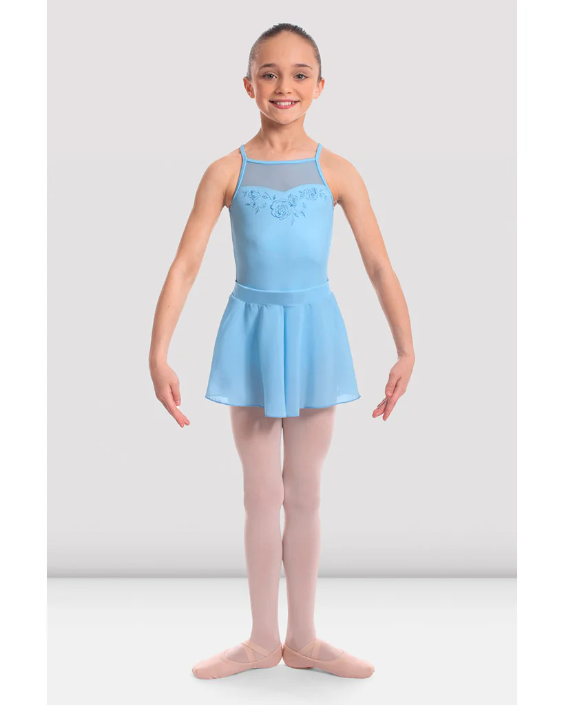 Bloch Cameo High Neck Mesh Back Rose Embroidered  Camisole Skirt Ballet Dress - CL2367 Girls - Image 3