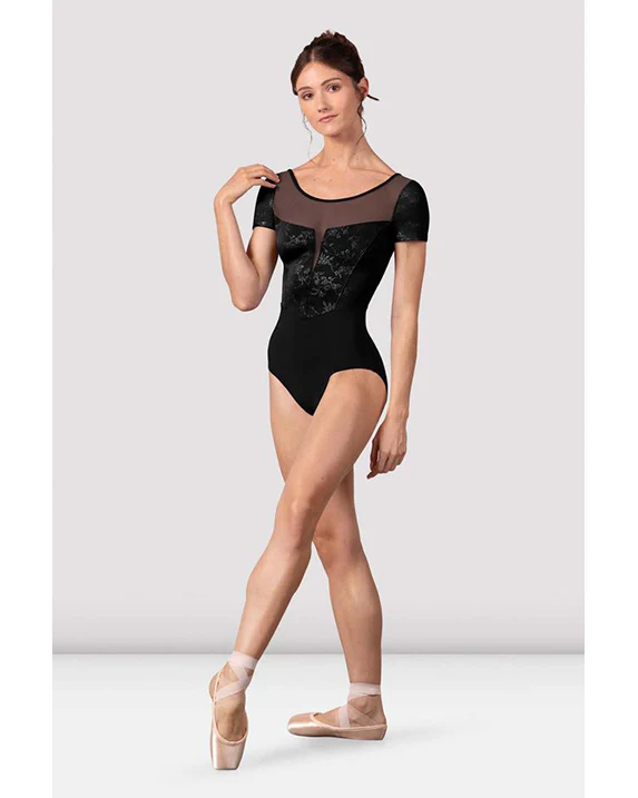 Bloch Christina Mesh Scoop Neck Delicate Floral Detail Cross Back Cap Sleeve Leotard -  L20006 Womens - Image 5