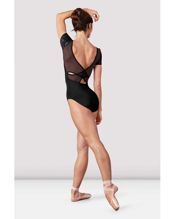 Bloch Christina Mesh Scoop Neck Delicate Floral Detail Cross Back Cap Sleeve Leotard -  L20006 Womens - Image 6