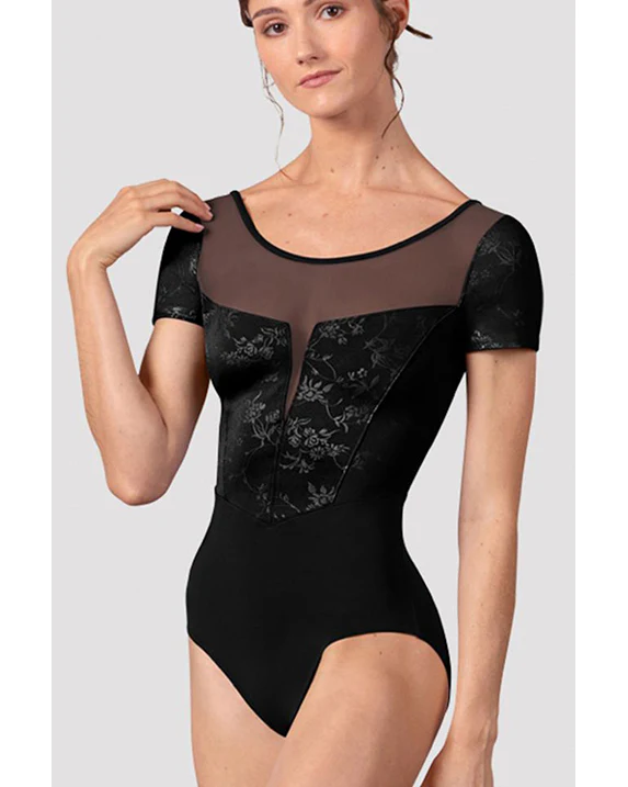 Bloch Christina Mesh Scoop Neck Delicate Floral Detail Cross Back Cap Sleeve Leotard -  L20006 Womens - Image 7