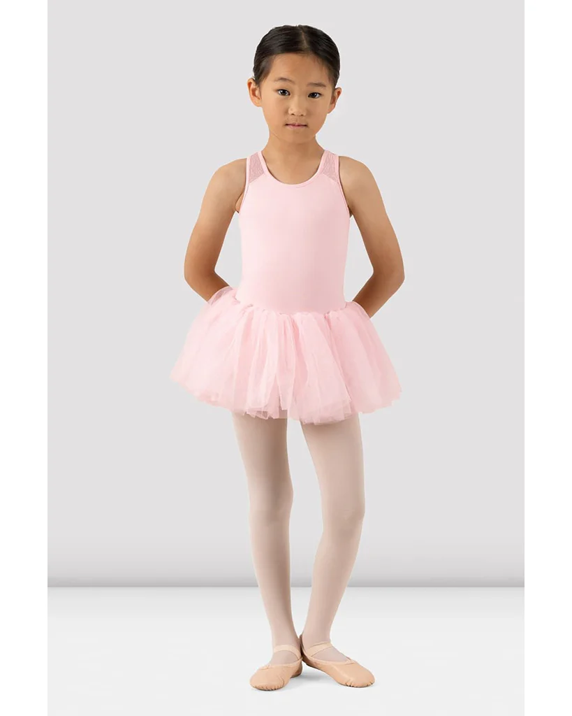 Bloch Gabrielle Scoop Neck Mesh Cross Back Tank Tutu Ballet Dress  - CL1055 Girls