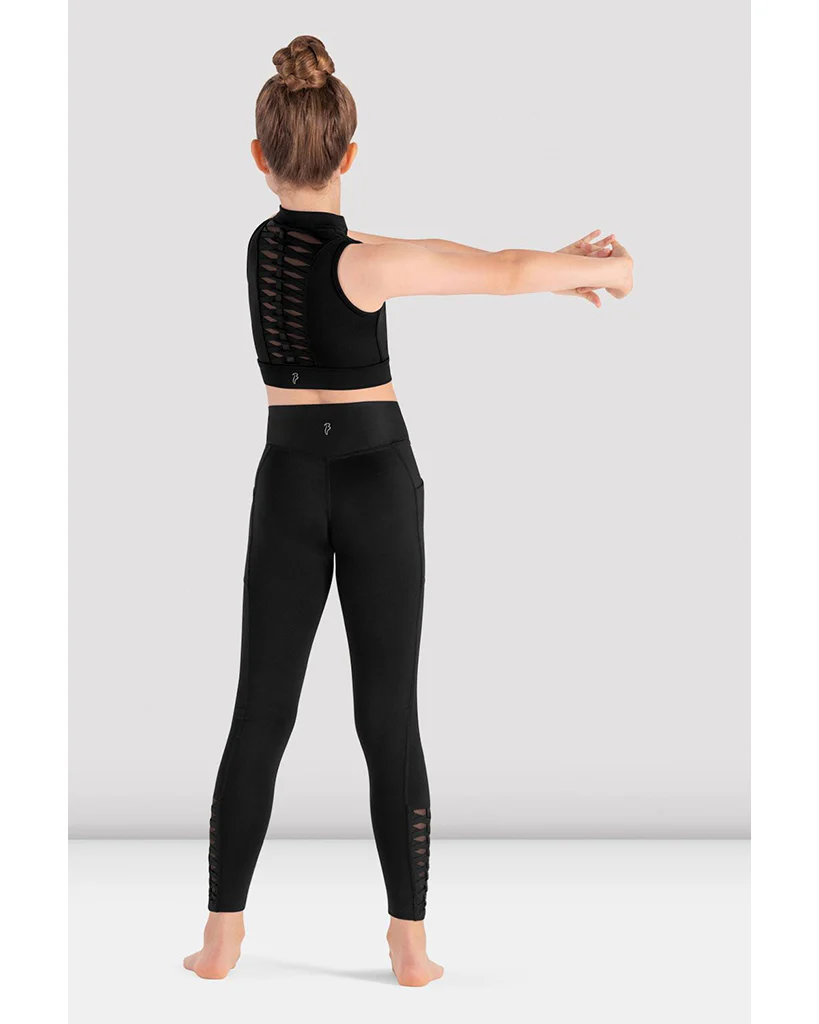 Bloch Jacky High Neck Zip Front Weave Detail Mesh Back Crop Top - CZ8465 Girls - Image 2