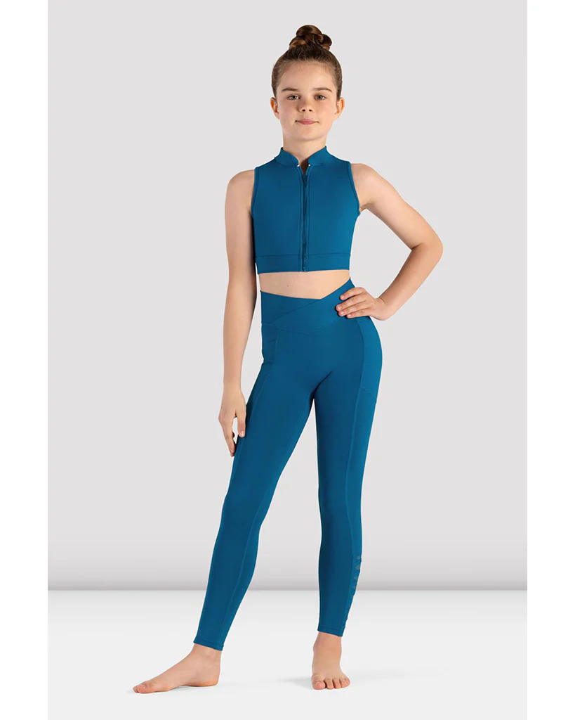 Bloch Jacky High Neck Zip Front Weave Detail Mesh Back Crop Top - CZ8465 Girls - Image 3