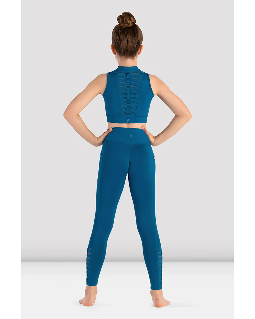 Bloch Jacky High Neck Zip Front Weave Detail Mesh Back Crop Top - CZ8465 Girls - Image 4