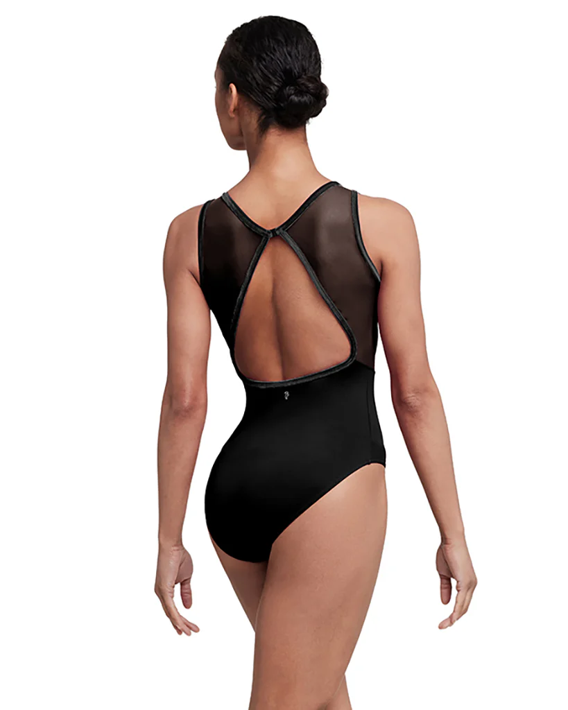 Bloch Sofia High Neck Sweetheart Mesh Seamed Velvet Bodice Open Back Tank Leotard - TWL5685 Girls - Image 2