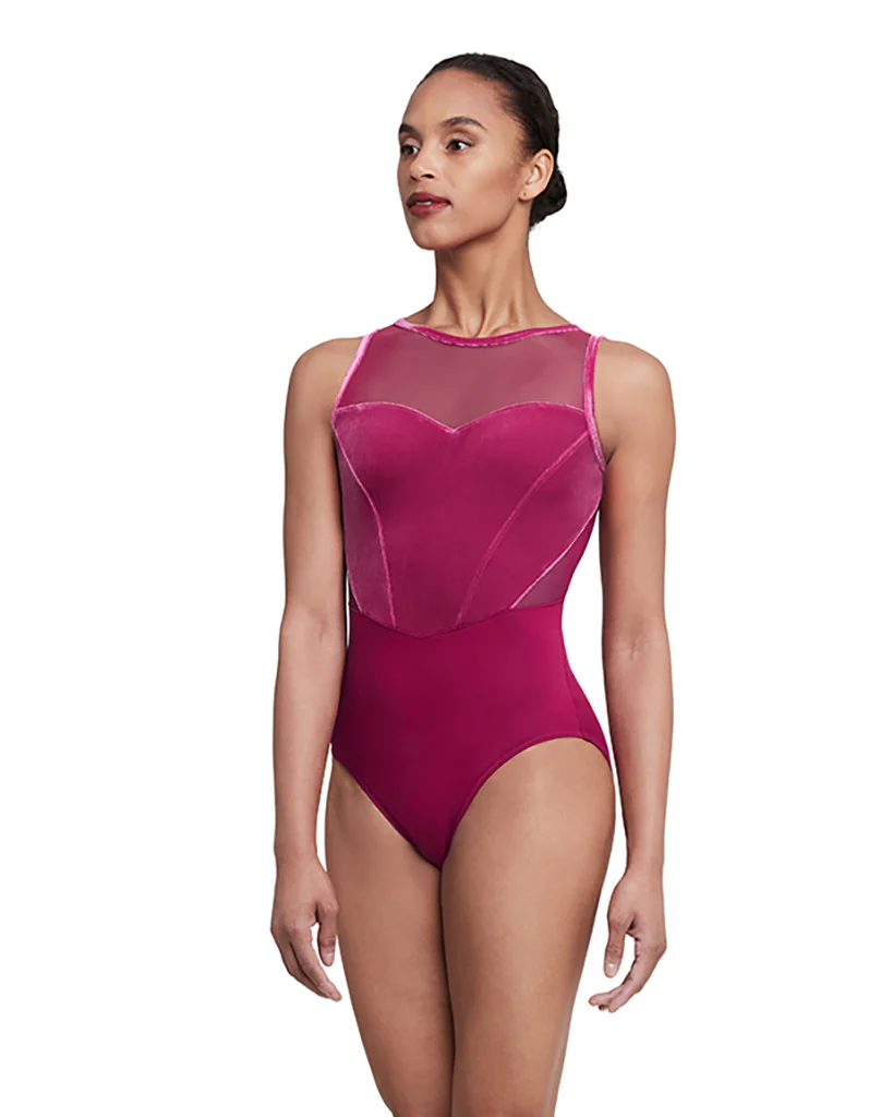 Bloch Sofia High Neck Sweetheart Mesh Seamed Velvet Bodice Open Back Tank Leotard - TWL5685 Girls - Image 5