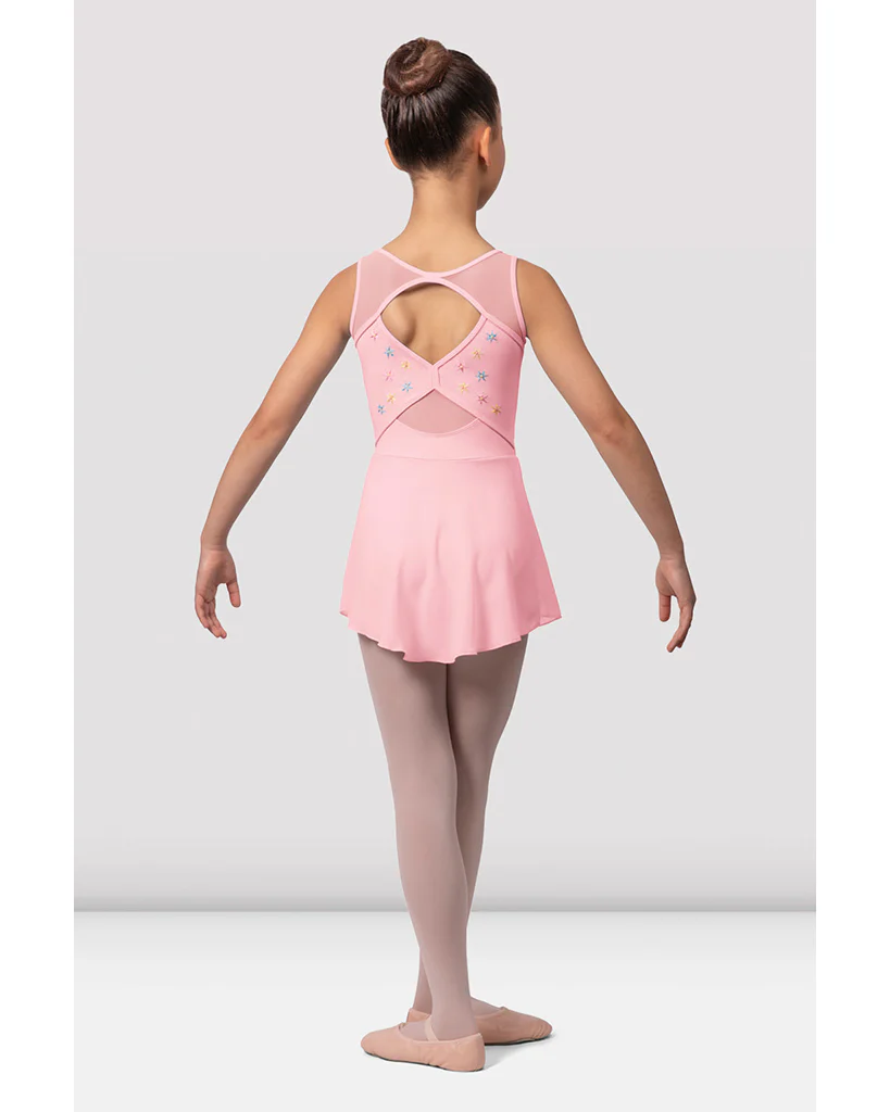 Bloch Suki Scoop Neck Flower Embroidered Cross Back Skirt Ballet Dress - CL9645 Girls - Image 2
