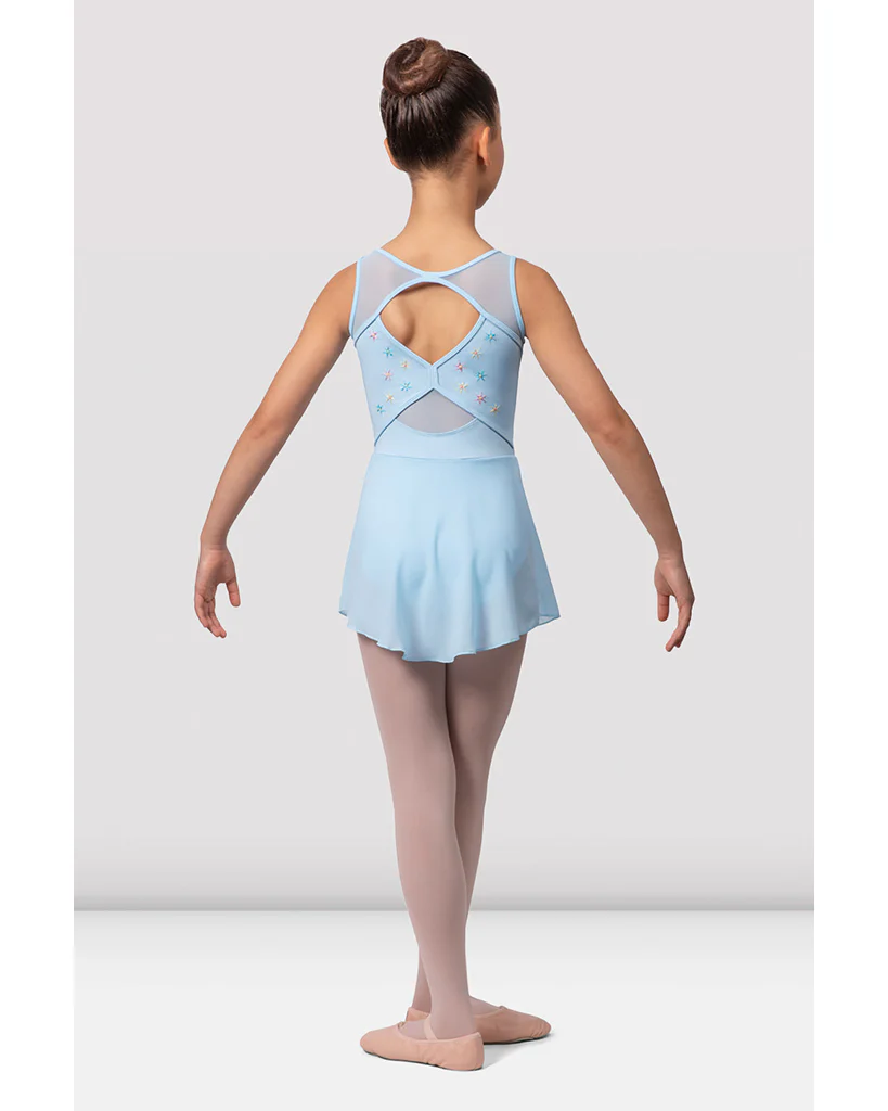 Bloch Suki Scoop Neck Flower Embroidered Cross Back Skirt Ballet Dress - CL9645 Girls - Image 4