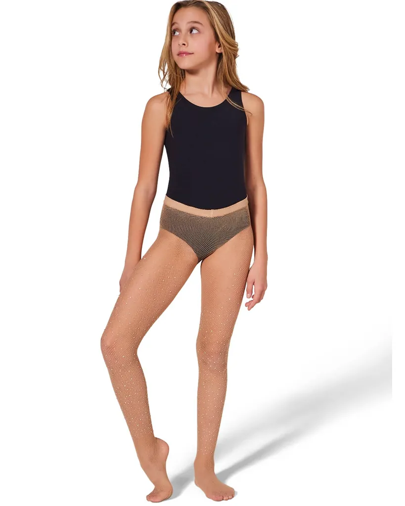 Capezio Professional All-Over Rhinestone Fishnet Dance Tights - 3505C Girls - Image 6