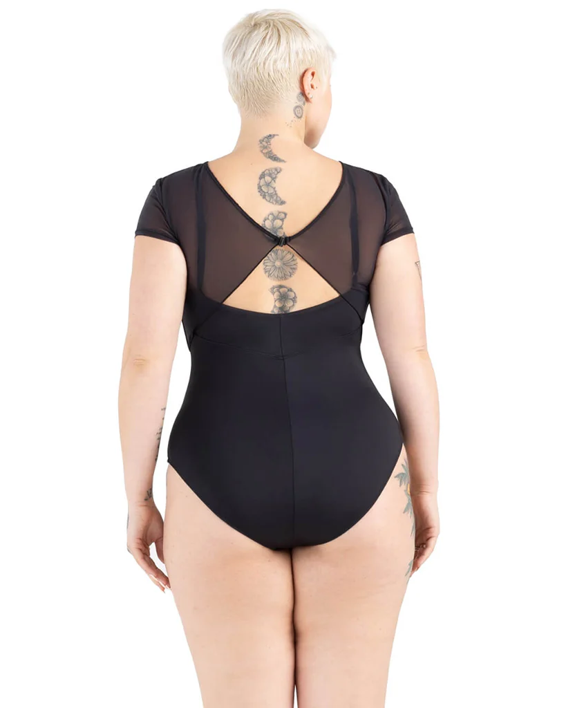 Capezio Sundown V Neck Mesh Overlay Short Sleeve Leotard - 12242W Womens - Image 4