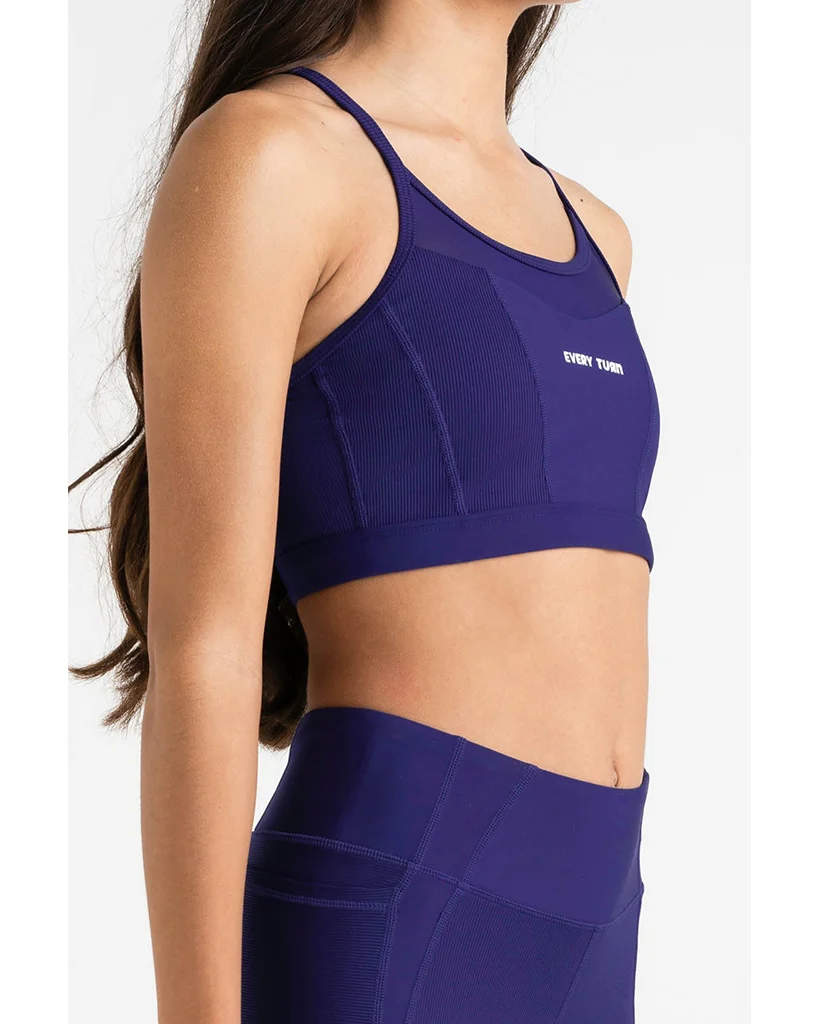Every Turn Gratitude Mesh Panel Crop Top - Girls - Marine - Image 4