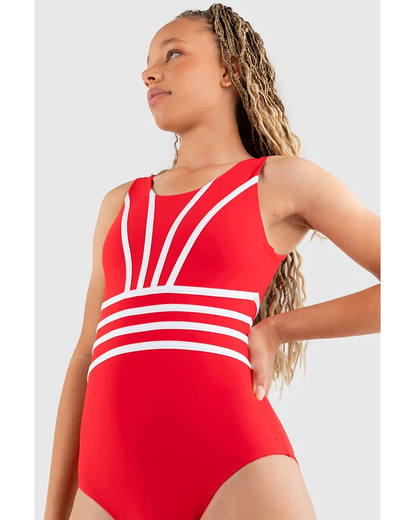 Every Turn Soul Sister Tank Leotard - Girls - Fireball Red - Image 3