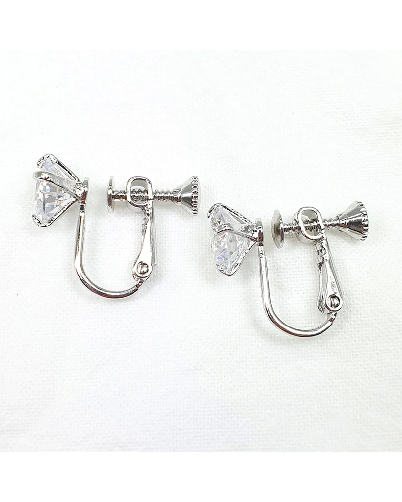 FH2 8mm Dance Competition Clip-On Rhinestone Earrings - Image 3
