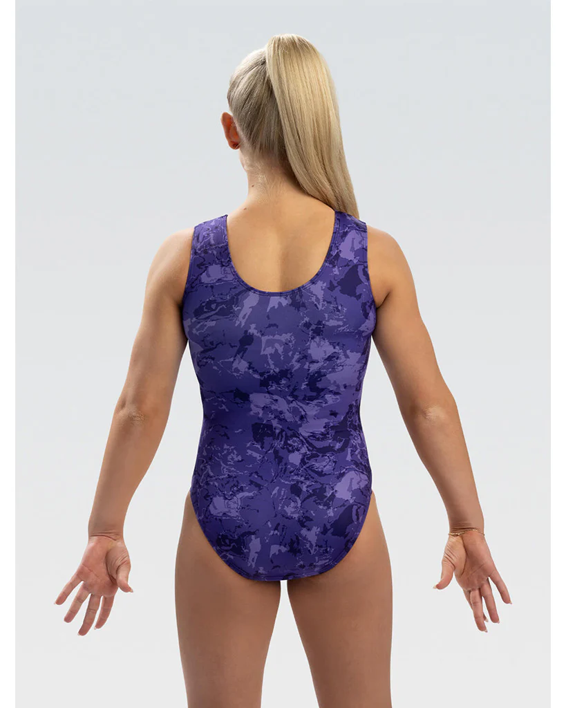 GK Elite Blissful Printed Gymnastic Tank Leotard - E5092C Girls - Abstract Floral Print - Image 3