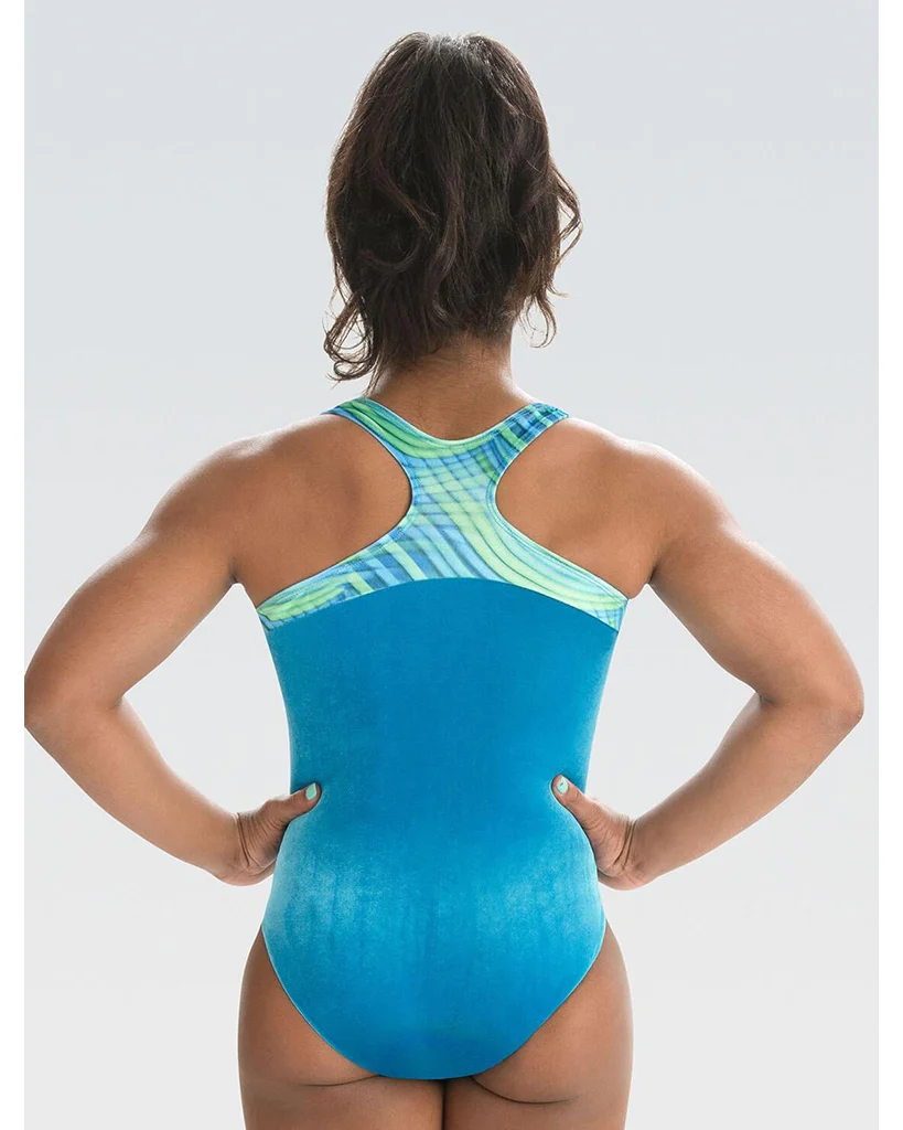 GK Elite Gymnastic Velvet Tank Leotard - E4321 Womens - Electric Cool Aid Print - Image 2