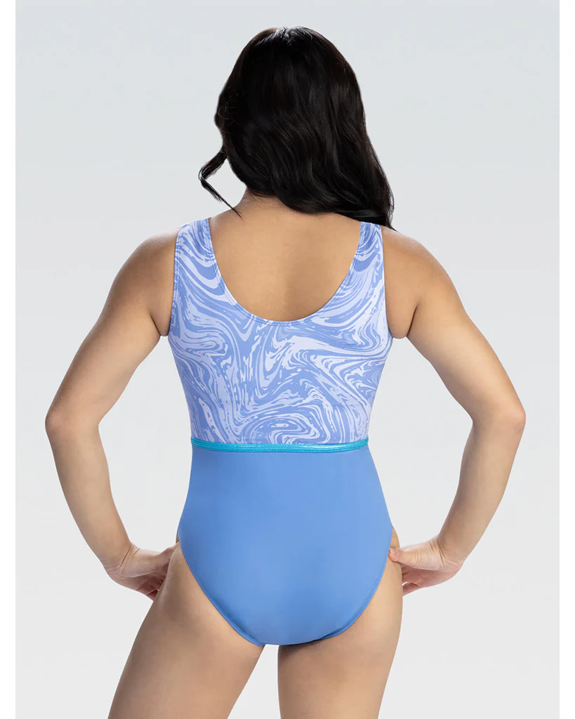 GK Elite Printed Gymnastic Tank Leotard - 3914C Girls - Marble Swirl Print - Image 4