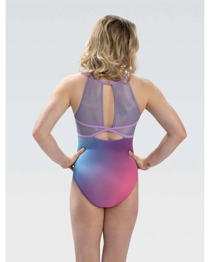GK Elite Jade Carey Balance Printed Gymnastic Tank Leotard - E5212 Girls - Pastel Rainbow Print - Image 2
