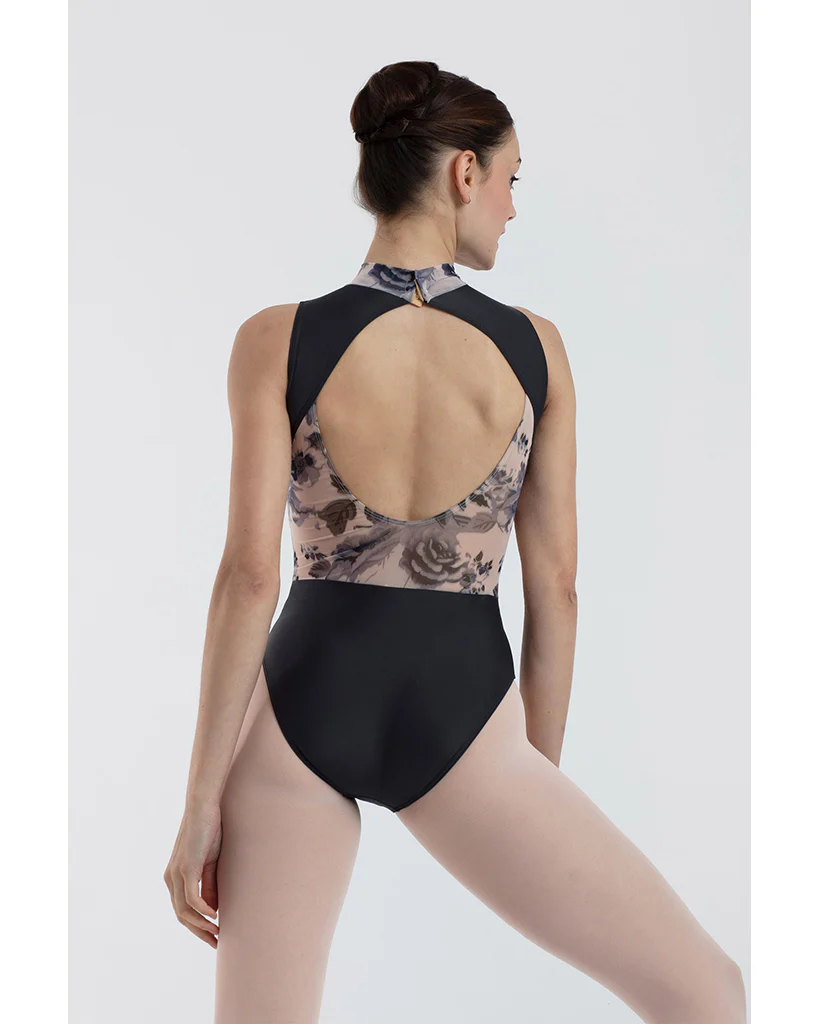 Intermezzo Coco High Neck Open Back Floral Print Mesh Sleeveless Leotard - 31654 Womens