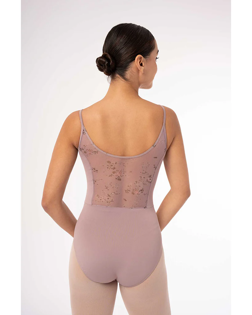 Intermezzo Florinda Petite Fleur Mock V Neck Printed Floral Mesh Camisole Leotard - 31708 Womens - Image 2