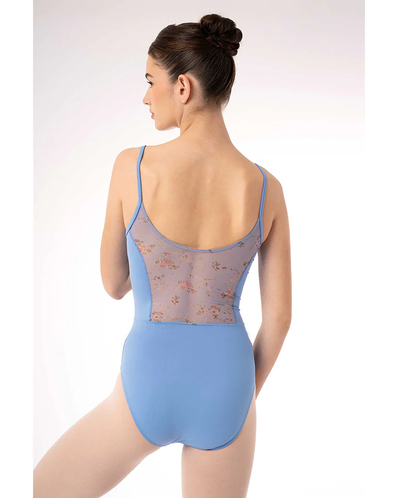 Intermezzo Florinda Petite Fleur Mock V Neck Printed Floral Mesh Camisole Leotard - 31708 Womens - Image 4