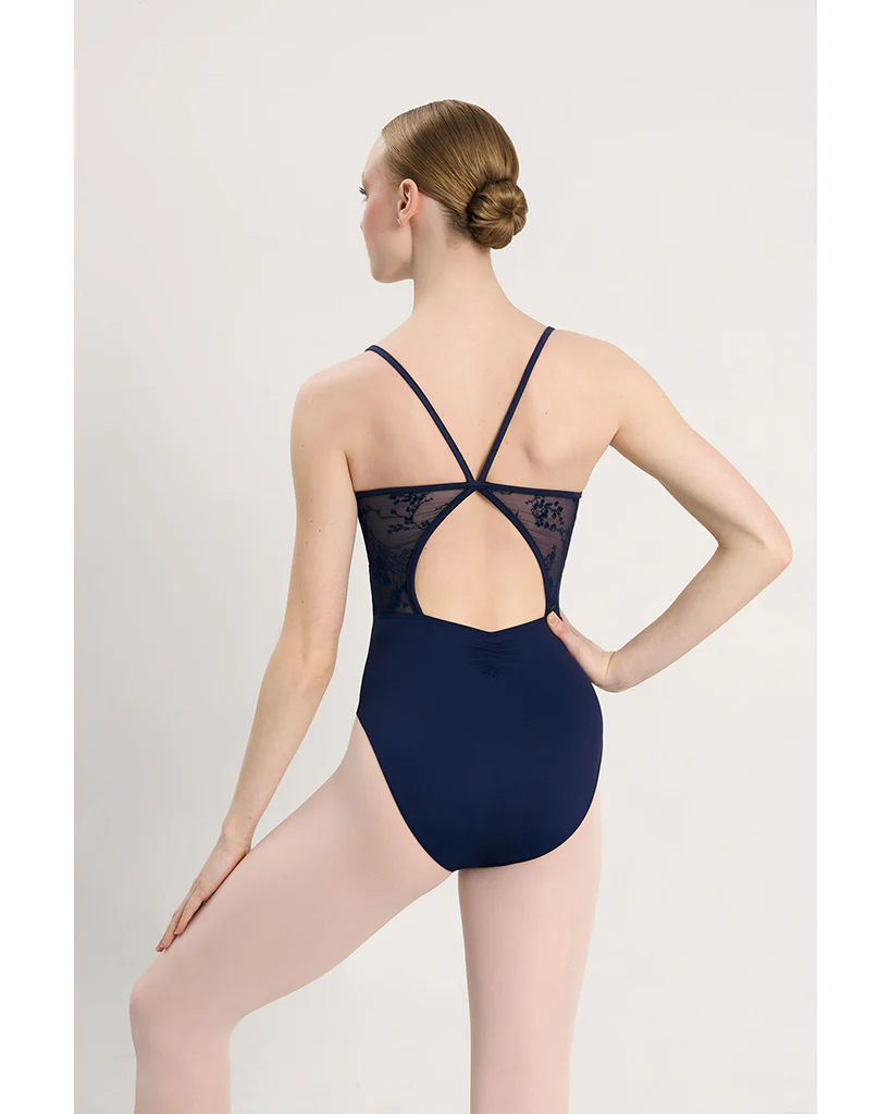 Intermezzo Galatea Pinch Front Mesh Floral Velvet Flocked Overlay Camisole Leotard - 31715 Womens - Image 4