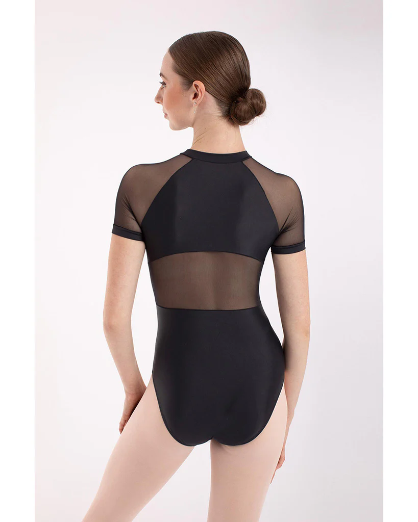 Intermezzo Pure Nature Recycled Collection Dominique High Neck Zip Front Mesh Short Sleeve Leotard - 31672 Womens - Image 2
