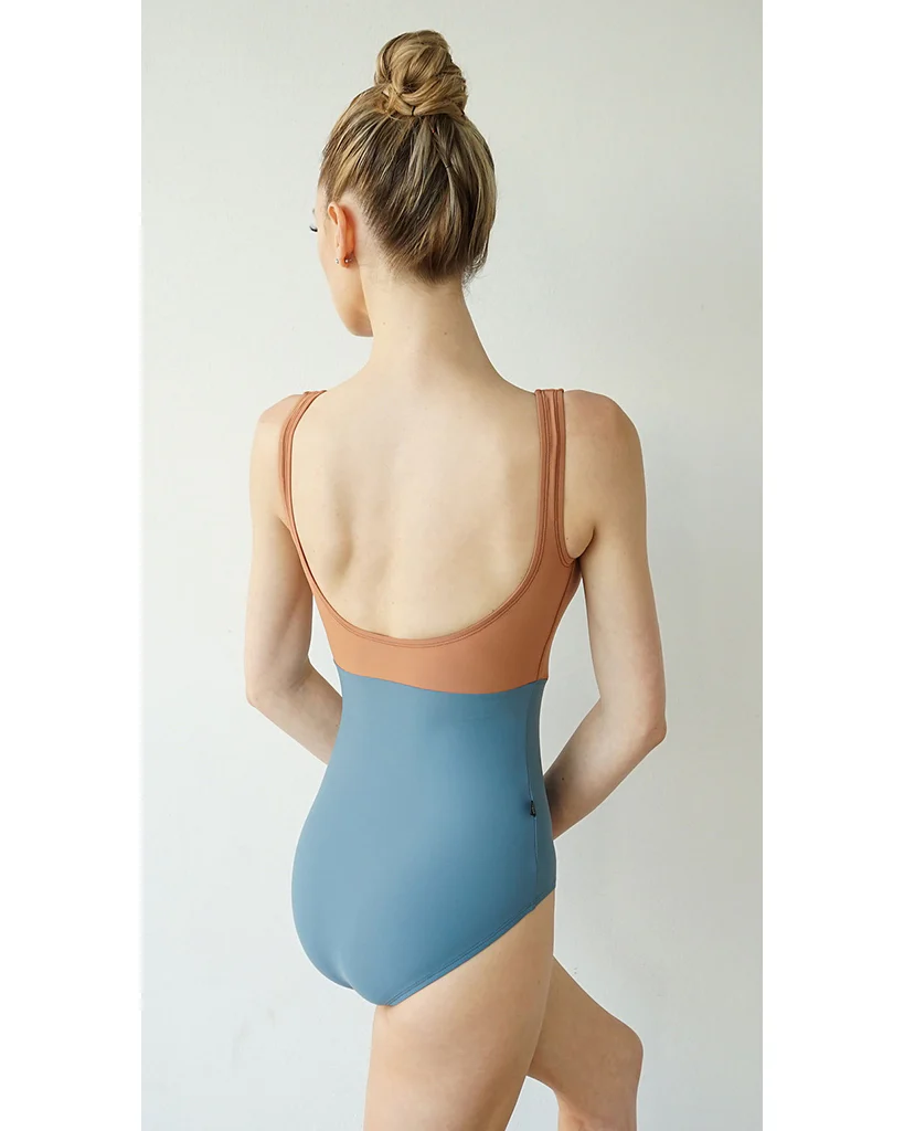 Jule Dancewear Luster Pop Mesh Contrast Tank Leotard - Womens - Terra Cotta/Ocean - Image 3