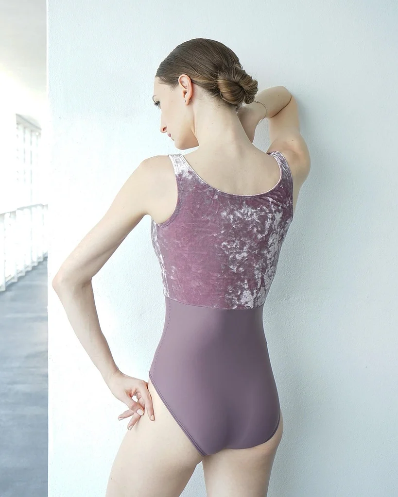Jule Dancewear Royalette Crushed Velvet Contrast Tank Leotard - Womens - Amethyst Crushed Velvet/Amethyst Purple - Image 2