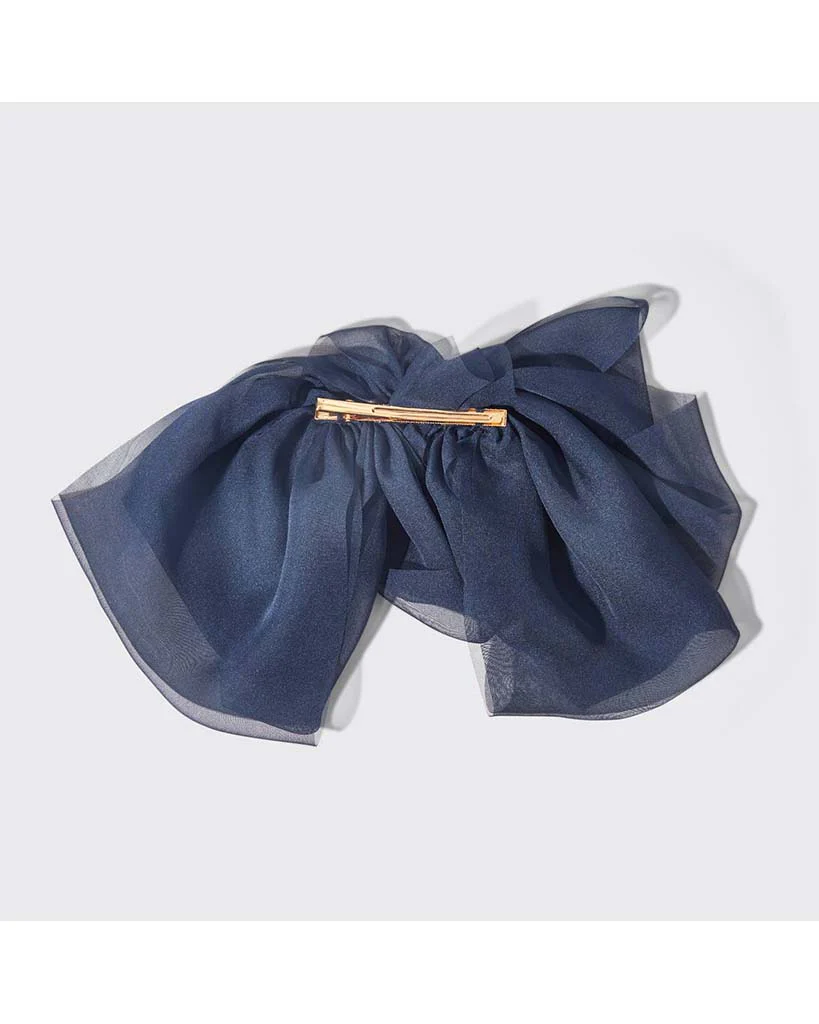 Kitsch Chiffon Bow Hair Clip - Blue Orchid - Image 2