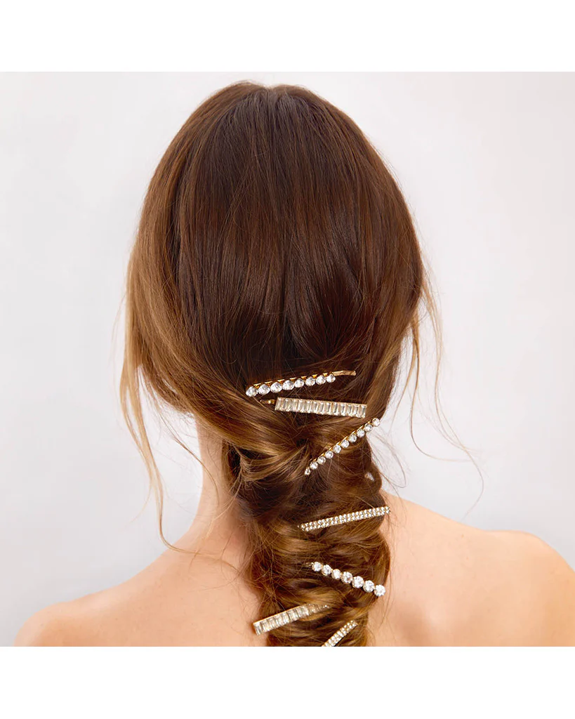 Kitsch Metal Rhinestone Assorted Bobby Pins 4pc Set - Gold - Image 5