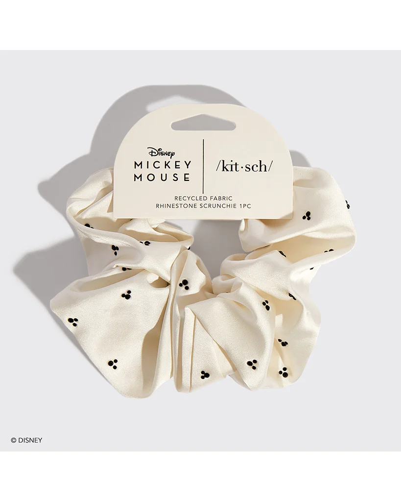 Kitsch & Mickey and Minnie Recycled Fabric Scrunchie - Cream