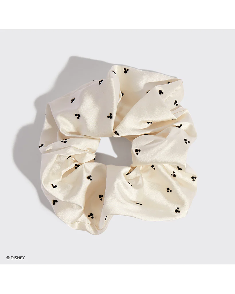 Kitsch & Mickey and Minnie Recycled Fabric Scrunchie - Cream - Image 3