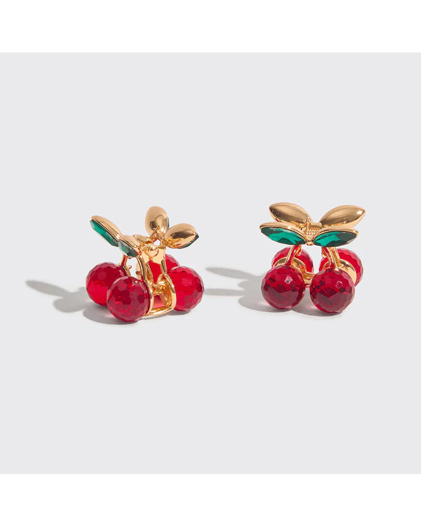 Kitsch Mini Rhinestone Claw Clips 2pc Set - Cherry - Image 2