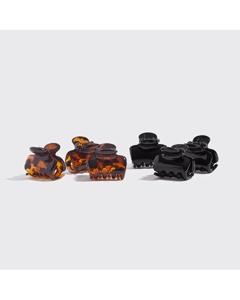 Kitsch Plastic Mini Puffy Claw Clips 6pc Set - Black / Tort - Image 2