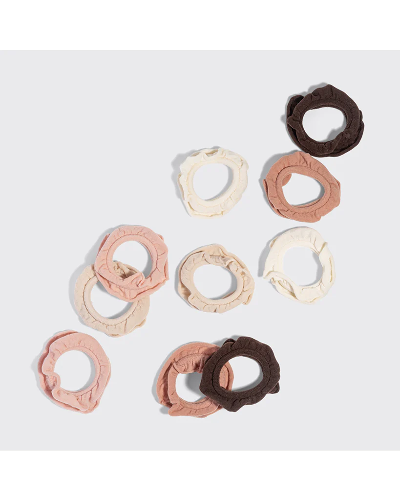 Kitsch Recycled Fabric Petal Hair Elastics 10pc Set - Blush - Image 2