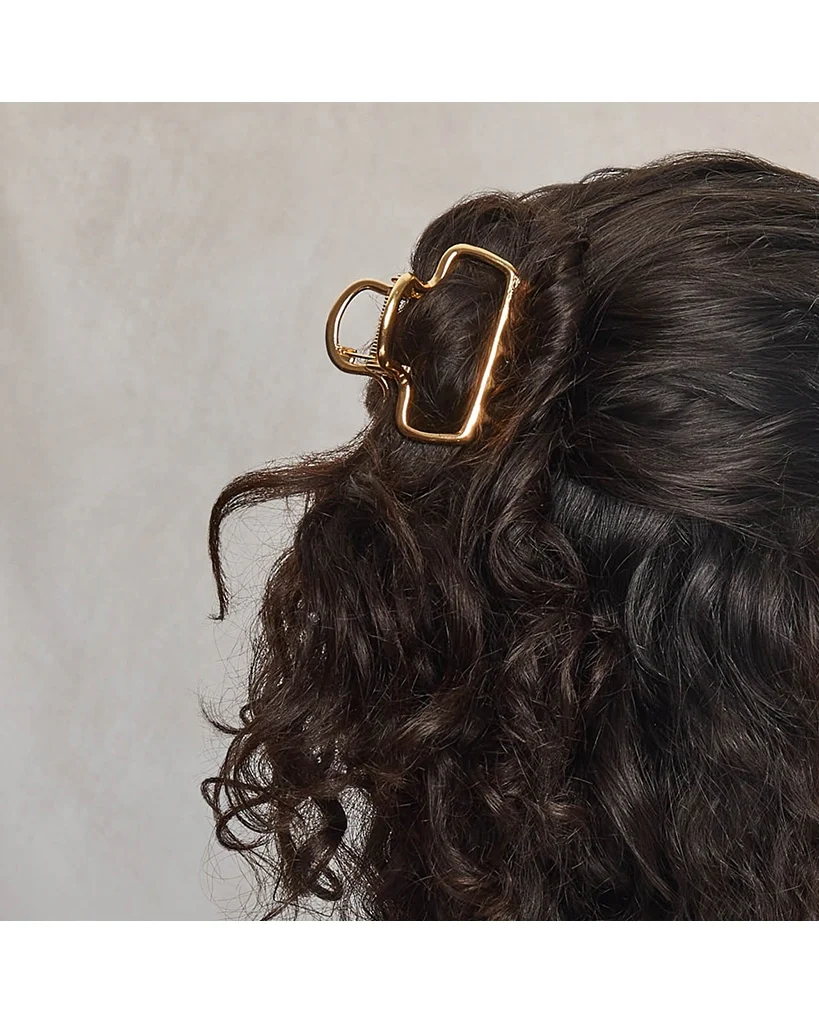 Kitsch Metal Medium Open Shape Puff Claw Clip - Gold - Image 3