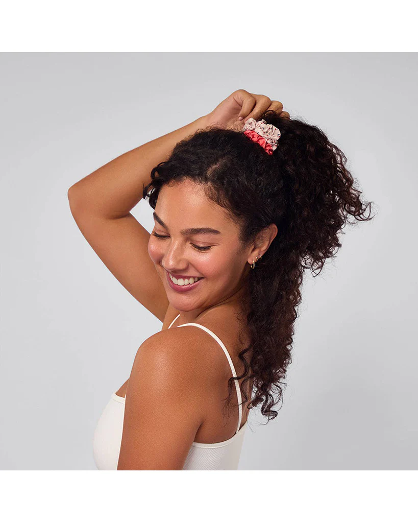 Kitsch Ruched Satin Scrunchies 5pc Set - Assorted Cherry - Image 2
