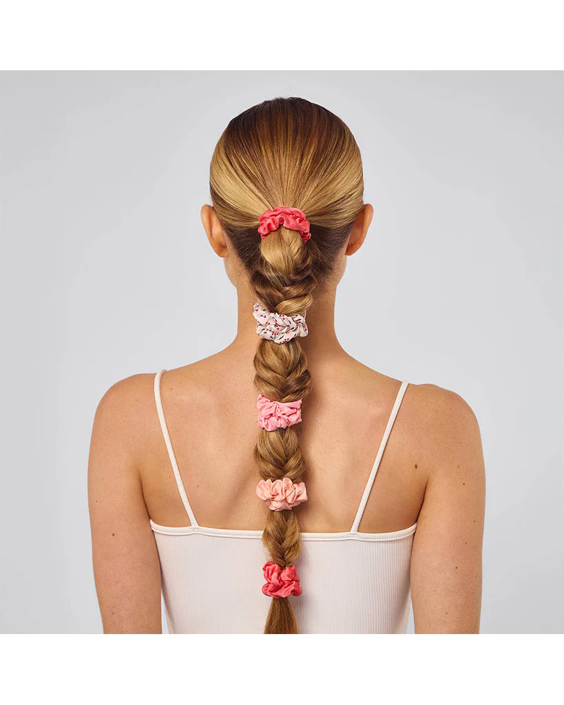 Kitsch Ruched Satin Scrunchies 5pc Set - Assorted Cherry - Image 3