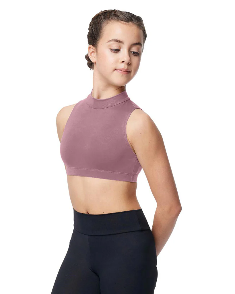 Lulli Dancewear Bayusha Mock Neck Open Back Bra Crop Top - LUB375C Girls - Image 2