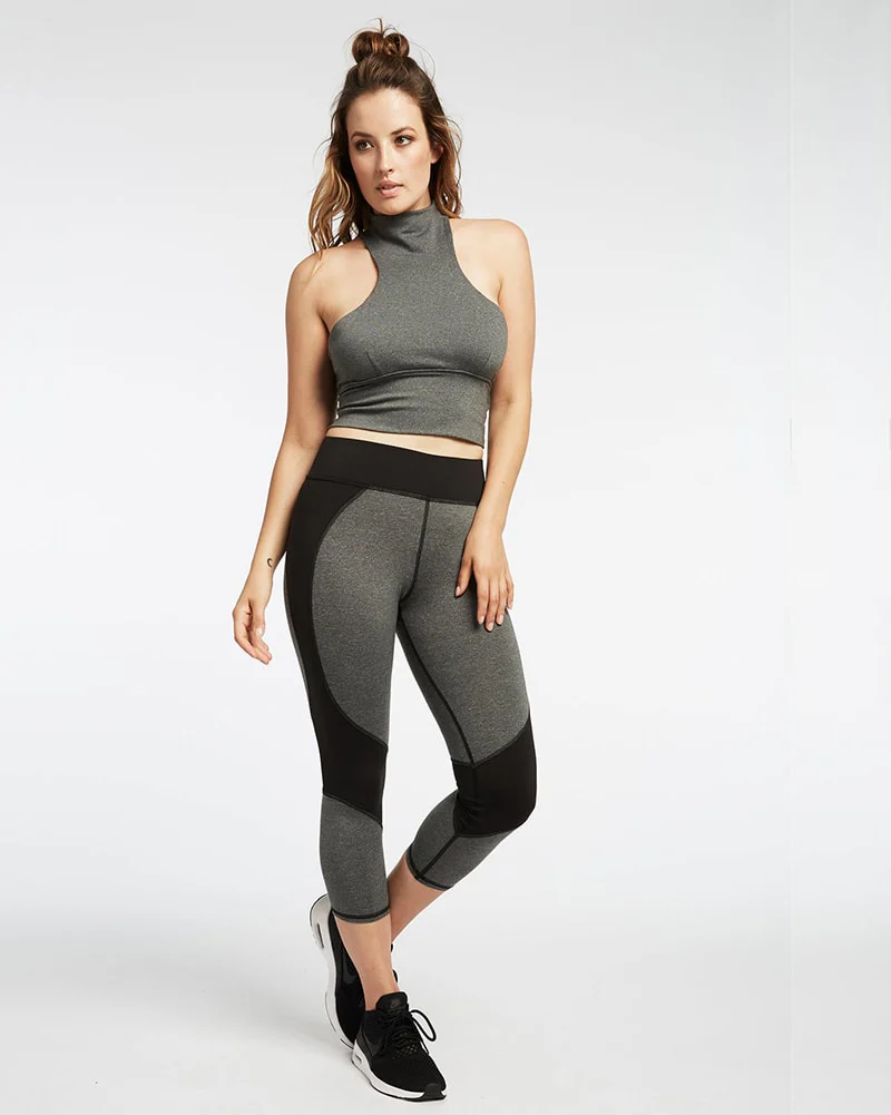 Michi Impulse Crop Legging - Womens - Grey/Black - Image 4