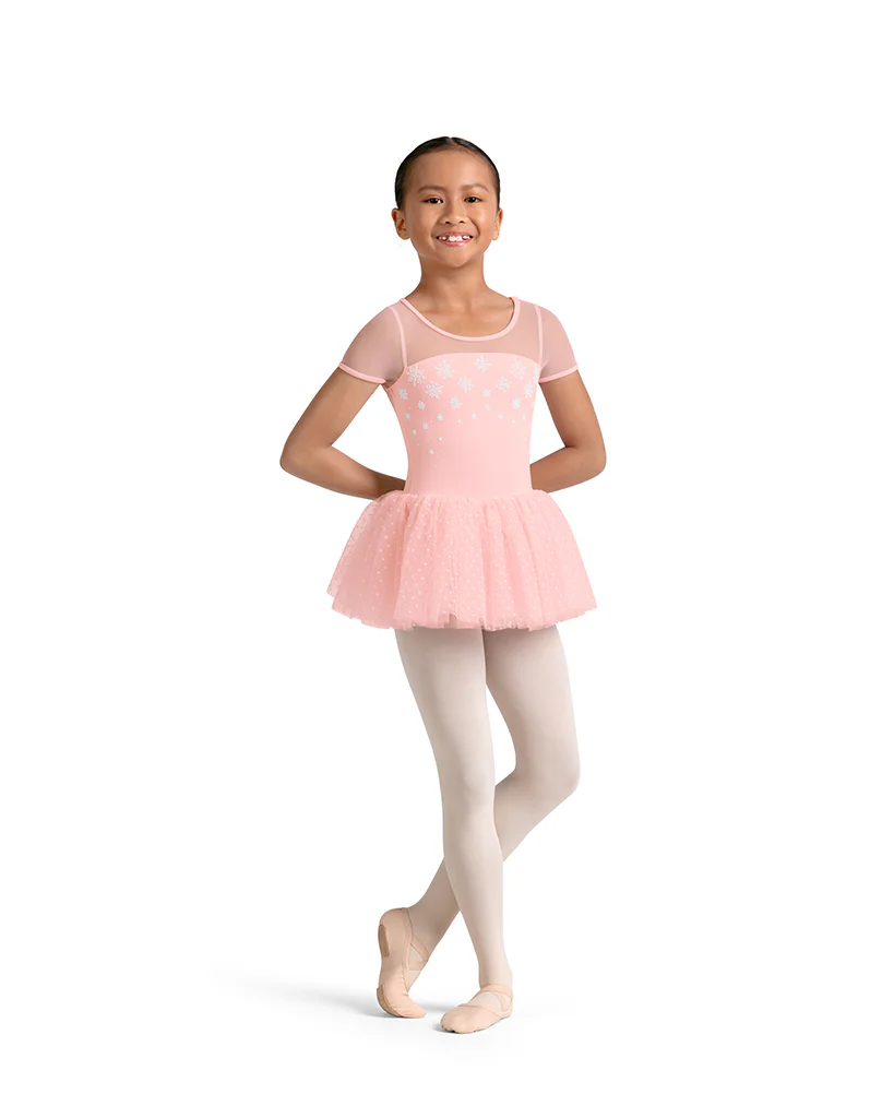 Mirella Kaleidoscope Polka Dot Velvet Detail Mesh Cap Sleeve Tutu Ballet Dress - M20003C Girls - Image 2