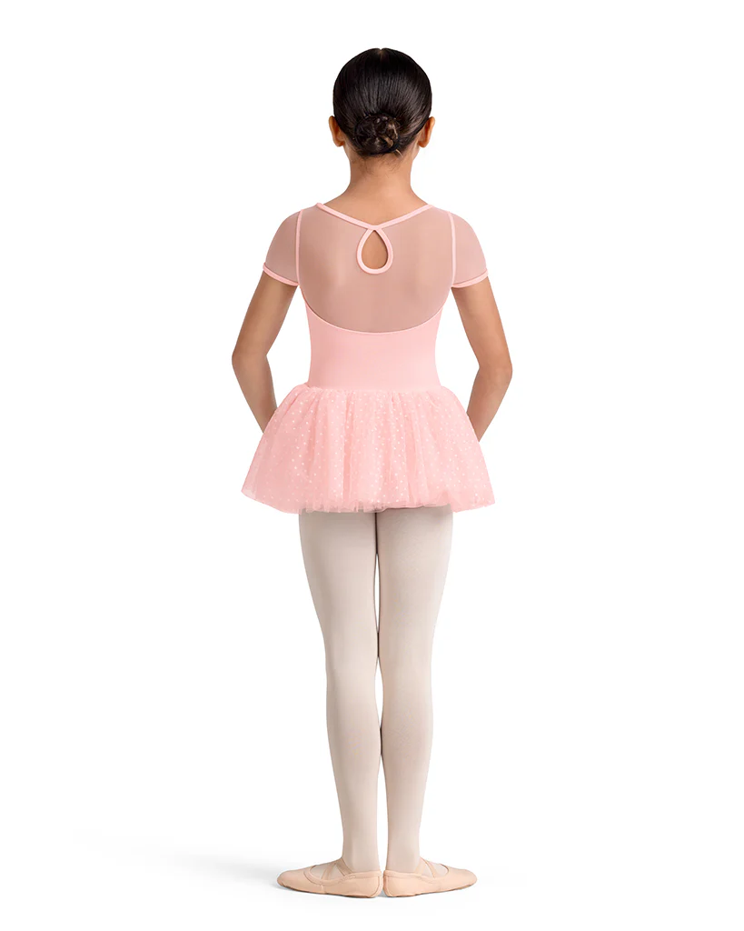 Mirella Kaleidoscope Polka Dot Velvet Detail Mesh Cap Sleeve Tutu Ballet Dress - M20003C Girls - Image 3