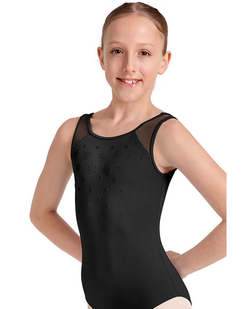 Mirella Scoop Neck Kaleidoscope Velvet Detail Mesh Back Tank Leotard - M50003C Girls - Image 5