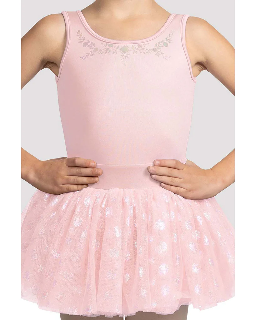 Mirella Sweetheart Neck Floral Iridescent Printed Mesh Tank Tutu Ballet Dress - M490C Girls - Image 6